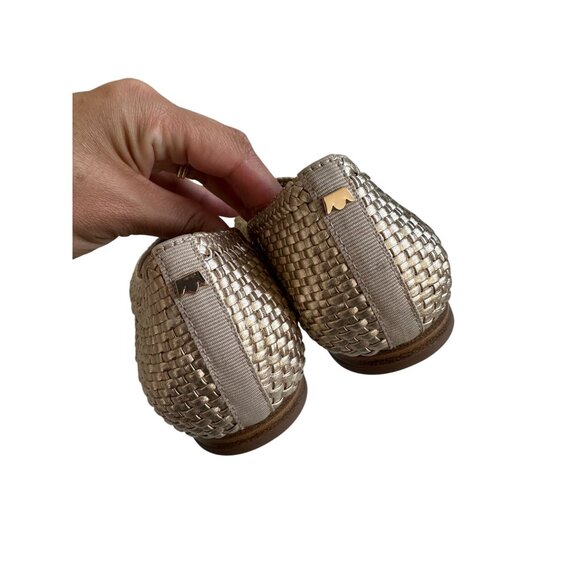 BIRDIES The Goldfinch Gold Leather Woven Flats Size US 7 - Picture 7 of 8